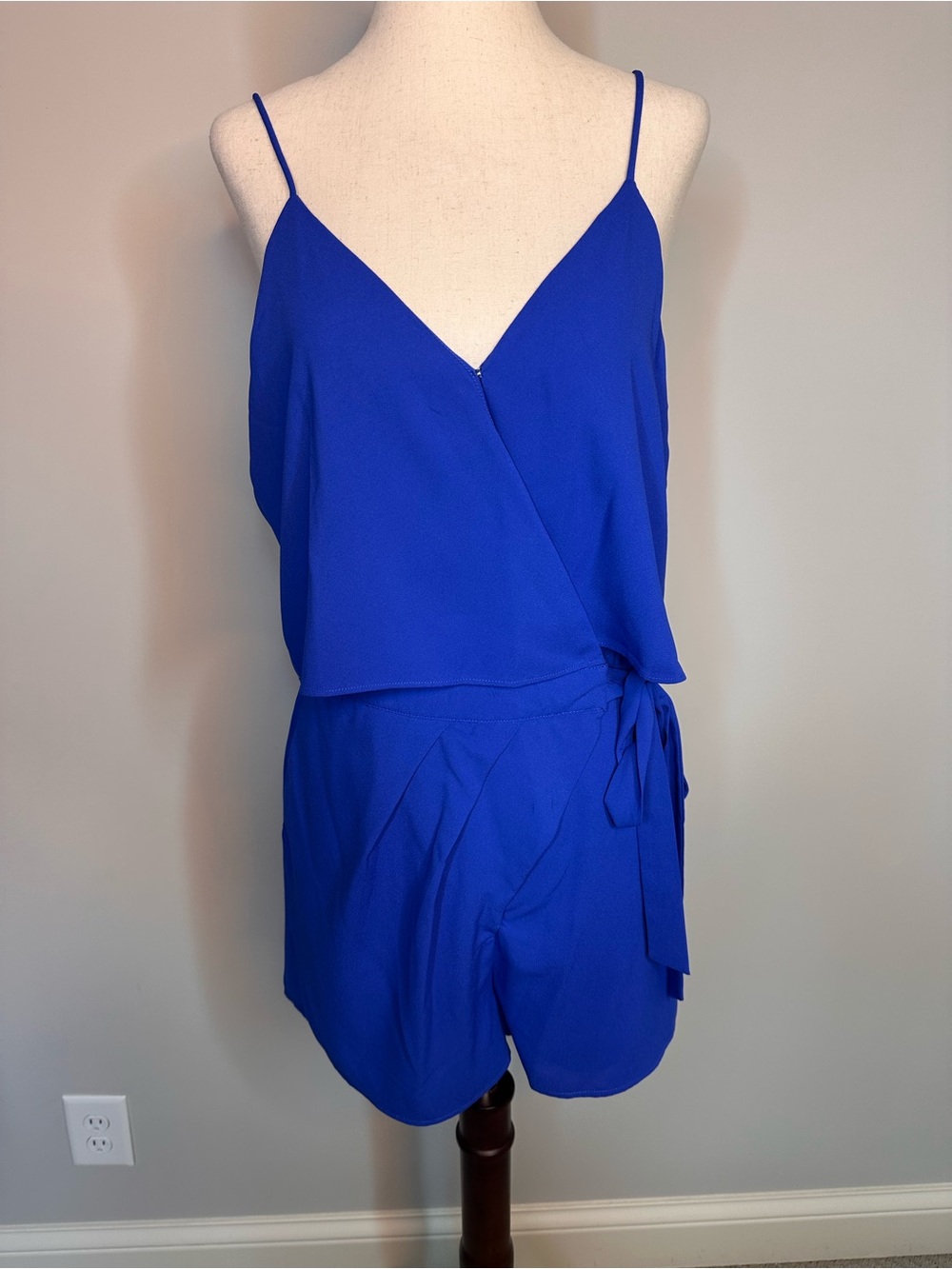 Sz M Naked Zebra romper wrap style top adjustable waist pockets double lined
